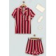 For you Sleepwear 5-pack Viscose Striped Red Pajamas Shorts Set