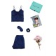For You Sleepwear 4-pack Satin Navy Blue Athlete Shorts Set