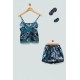 For You Sleepwear Boxed Satin Flower Patterned Athlete Shorts Set of 4