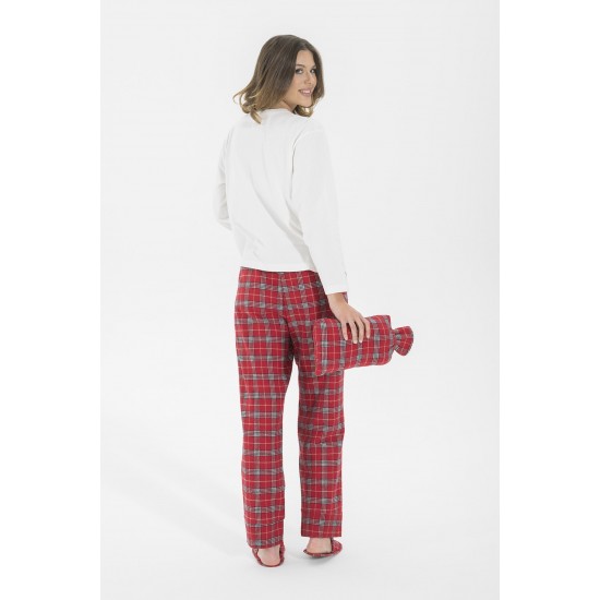 For You Moda Women's 5 Piece Slippers Red Plaid Pajamas Set