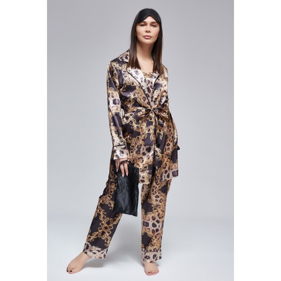 For You Moda Women's 6 Piece Baroque Pattern Pajamas Set
