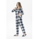 For You Moda Women 5 Pieces Slippers Navy Blue Plaid Black Pajamas Set