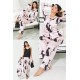 For You Sleepwear Set of 6 Cat Pattern Pink Satin Pajamas
