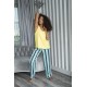 For You Sleepwear 2 Pcs Striped Viscose Yellow Singlet Pajamas Set