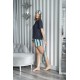 For You Sleepwear 5 Pcs Striped Viscose Navy Blue Short Sleeve Pajamas Set