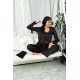 For You In&Out 5 Pieces Indoor&Outdoor Arm Tie Detailed Black Pajamas Set