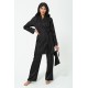 For You In&Out 6 Piece Satin Inside And Outside Black Jacquard Set