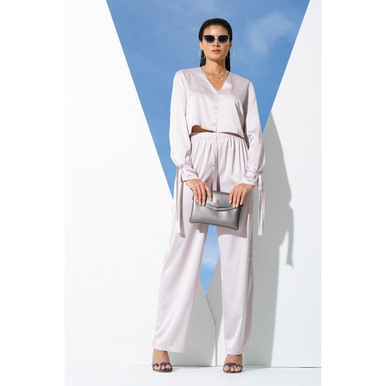 For You In&Out 5 Pieces Indoor&Outdoor Arm Tie Detailed Gray Pajamas Set