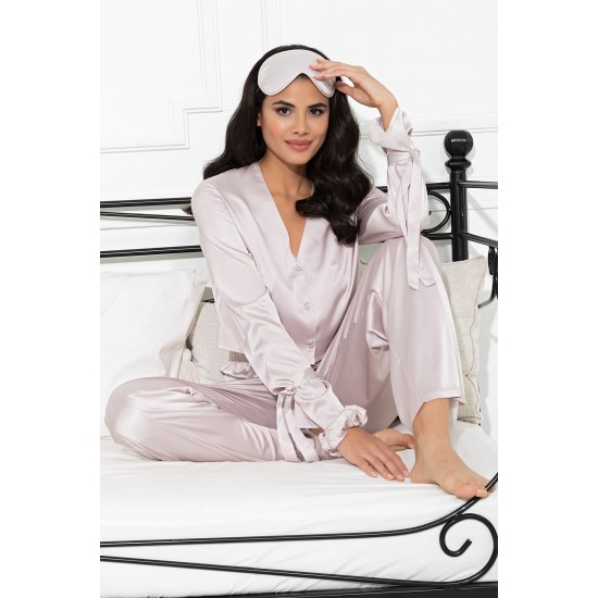 For You In&Out 5 Pieces Indoor&Outdoor Arm Tie Detailed Gray Pajamas Set