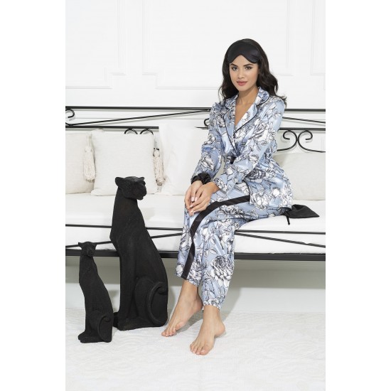 For You In&Out 6 Piece Satin Indoor and Outdoor Floral Blue Set