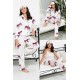 For You Sleepwear 6 Piece Zebra Pattern Ecru Satin Pajamas Set