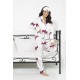 For You Sleepwear 6 Piece Zebra Pattern Ecru Satin Pajamas Set