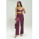 For You Sleepwear 6 Pieces Satin Bustier Purple Pajamas Set