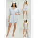 For You Sleepwear 7 Piece Satin Baby Blue Lace Detail Pajama Set