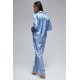 For You Moda Women's Polka Dot Blue Satin Pajamas Set
