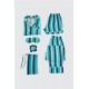 For You Moda 6 Pieces Green Striped Viscose Long Sleeve Pajamas Set