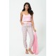 For You Loungewear 3-Piece Plaid Bustier Cardigan Pink Set