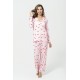 For You Sleepwear Triple Heart Bustier Pink Satin Pajama Set