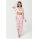 For You Sleepwear Triple Heart Bustier Pink Satin Pajama Set