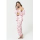 For You Sleepwear Triple Heart Bustier Pink Satin Pajama Set