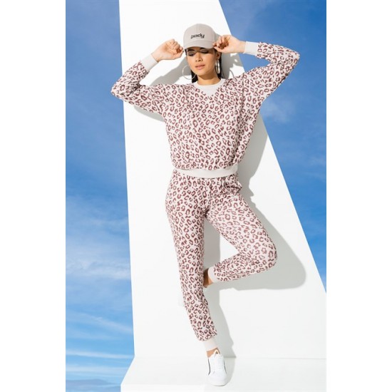 For You In&Out 2-Pack Inside and Outside Ribbed Leopard Garnish Brown Bottom and Top Set