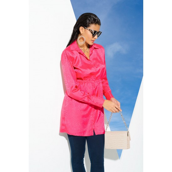 For You Woman Satin Jacquard Wadding Pink Shirt
