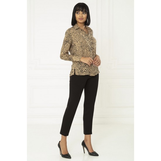 For You Fashion Women's Leopard Pattern Brown Shirt